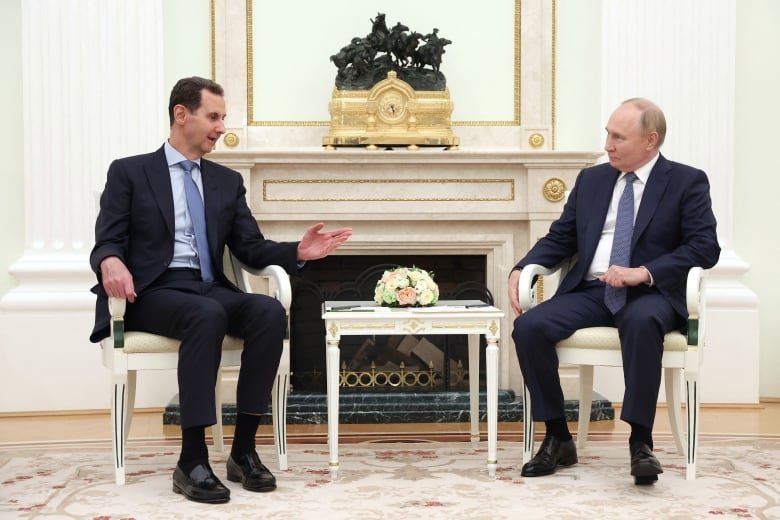 Russian President Vladimir Putin attends a meeting with Syrian President Bashar al-Assad at the Kremlin in Moscow, Russia, July 24, 2024. 