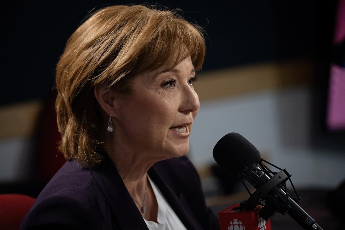 Christy Clark, former Premier of B.C., is pictured at CBC in Vancouver on Friday, January 10th, 2025, during an interview with CBC Radio's The House.