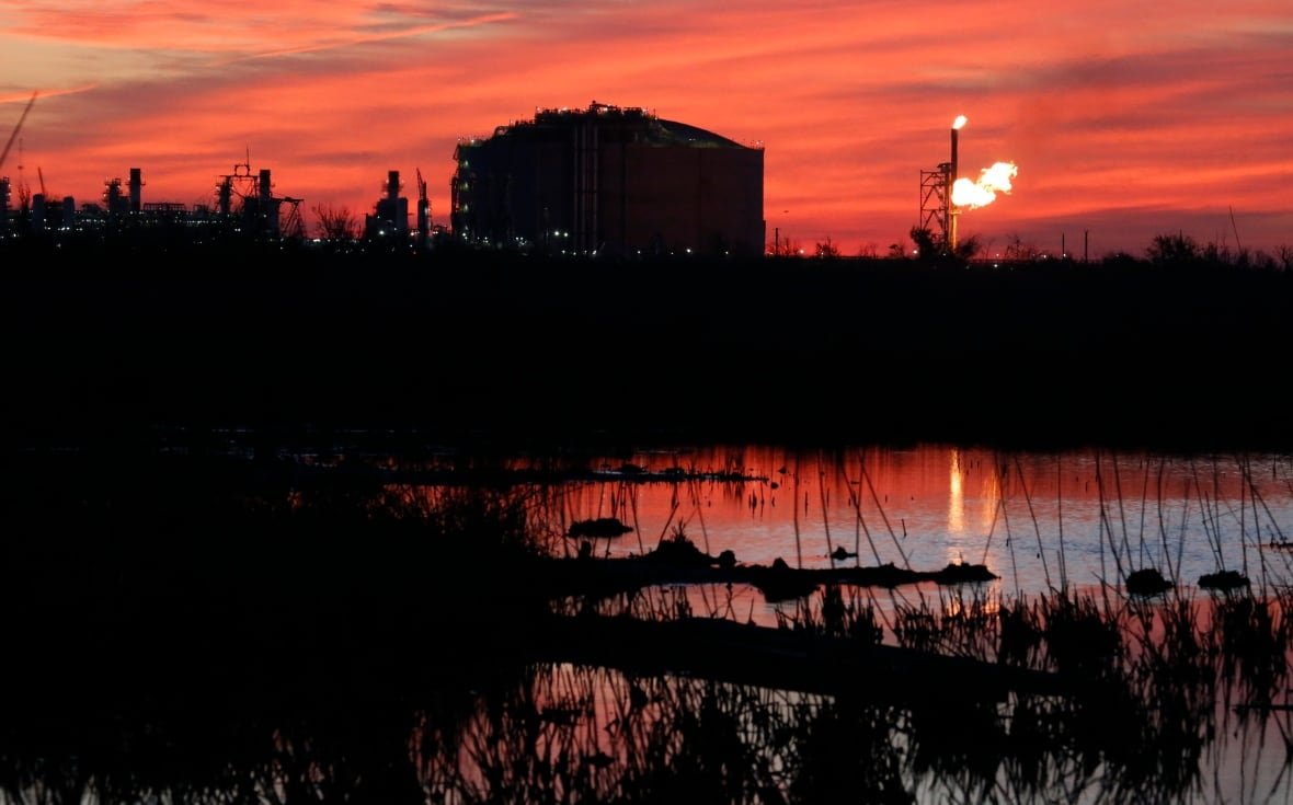 A flare burns at Venture Global LNG in Louisiana. Trump is ending a pause on new export permits for LNG, which could lead to new LNG projects and terminals getting approved.