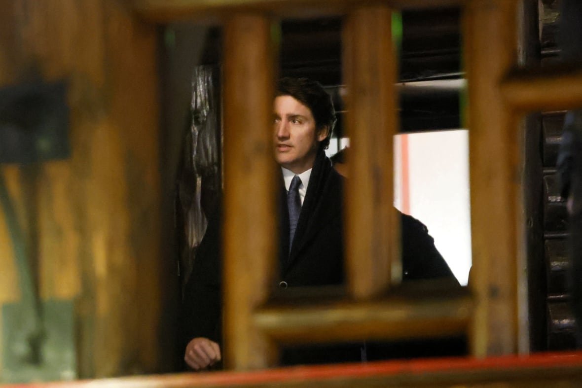 A man seen behind wooden beams